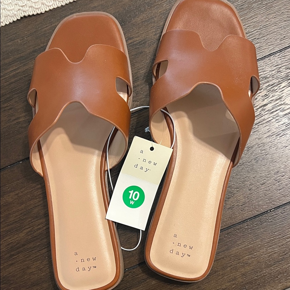 A New Day Women's Brown Slide Sandals